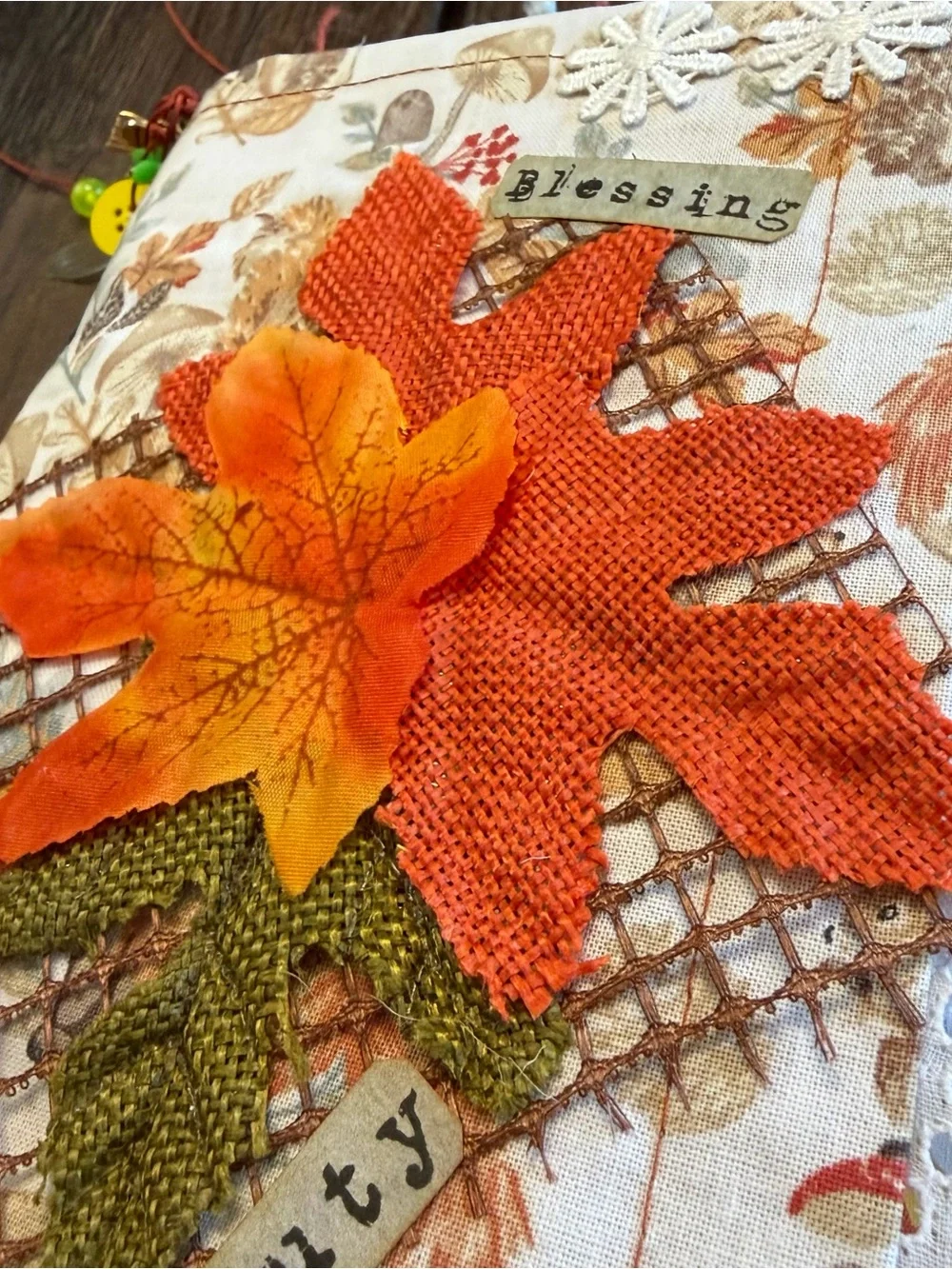 Fall Autumn Junk Journal Thanksgiving Leaves Gratitude Softcover Decorated 3 Sig